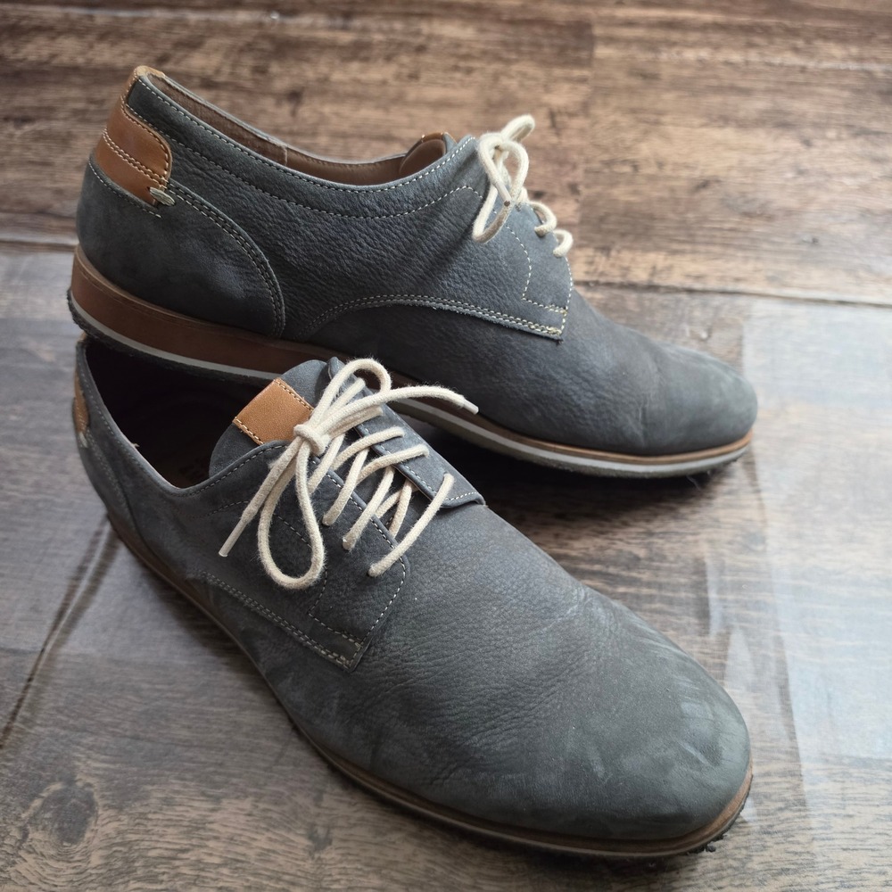 JOHNSTON & MURPHY Oxfords Mens 11M Grey Leather Lace Up Casual Shoes 25-2559